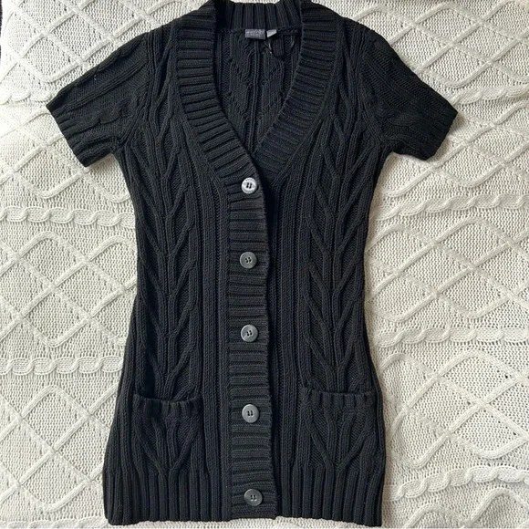 Esprit Black Cable Knit Short Sleeve Cardigan - Picture 1 of 5